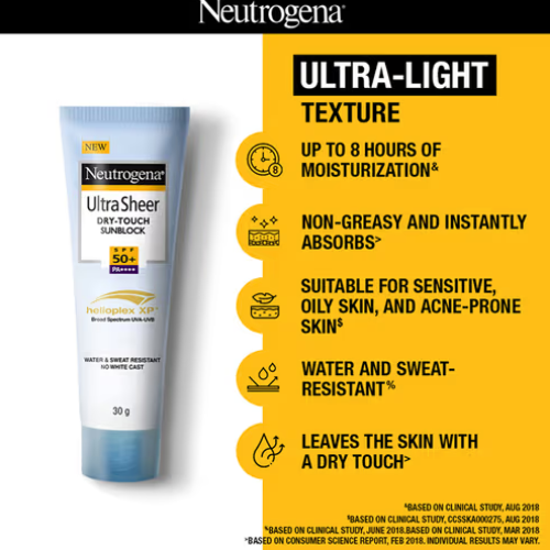 Best Sunscreens in India | Neutrogena Ultra Sheer Sunscreen SPF 50+