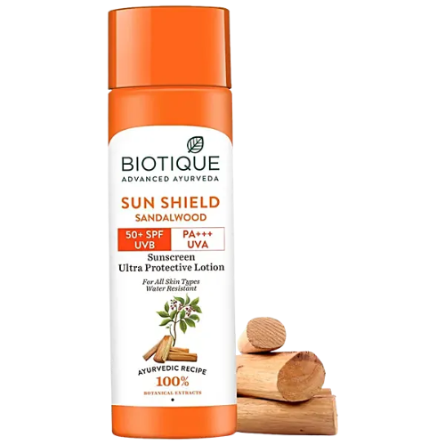 Best Sunscreens in India | Biotique Bio Sandalwood Sunscreen Ultra Soothing Face Lotion, SPF 50+