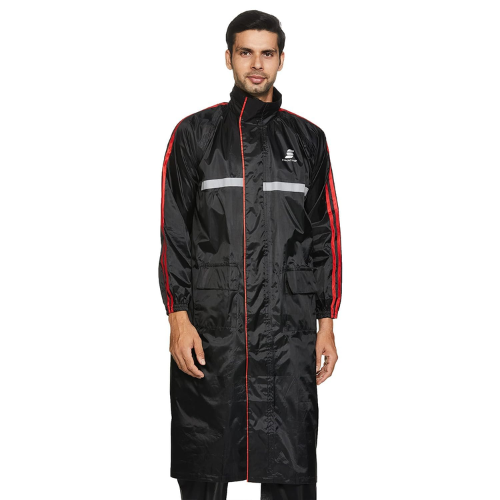 Amazon Brand - Symactive Polyester Water Resistant Long Rain Coat